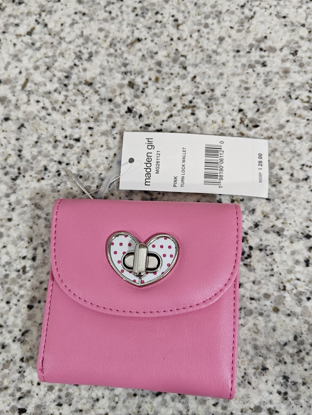 Madden Girl Turn Lock Wallet, pink